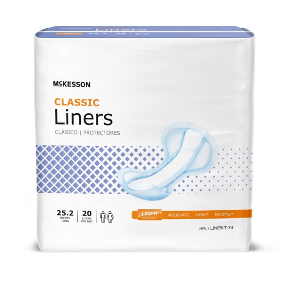 Incontinence Liner McKesson Classic 25-1/5 Inch Length Light Absorbency Polymer Core One Size Fits Most