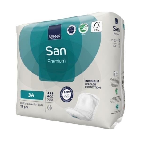 Bladder Control Pad Abena® San Premium 4.3 X 12.9 Inch Moderate Absorbency Fluff / Polymer Core Size 3A