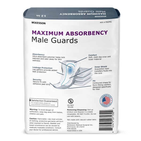 Bladder Control Pad McKesson 12 Inch Heavy Absorbency Polymer Core One Size Fits Most - Image 2