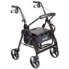 4 Wheel Rollator / Transport Chair drive™ Duet Burgundy Adjustable Height / Transport / Folding Aluminum Frame