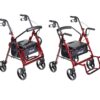 4 Wheel Rollator / Transport Chair drive™ Duet Burgundy Adjustable Height / Transport / Folding Aluminum Frame - Image 6