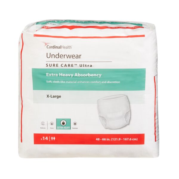 Unisex Adult Absorbent Underwear Sure Care™ Ultra Pull On with Tear Away Seams X-Large Disposable Heavy Absorbency